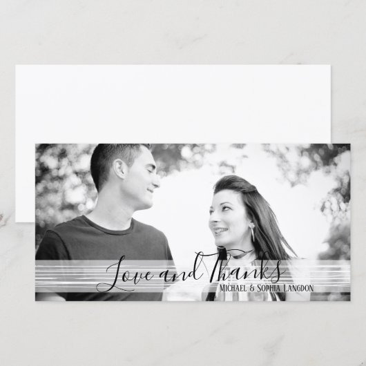 Moderne zwarte & witte liefde en Bedankt Fotokaart (Voorkant / Achterkant)