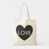 Moderne Zwarte Witte Liefdesharttypografie Tote Bag (Achterkant)