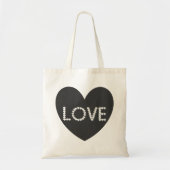 Moderne Zwarte Witte Liefdesharttypografie Tote Bag (Voorkant)