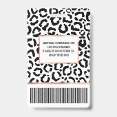 Moderne zwarte witte luipaard dierprintpatroon badge (Achterkant)