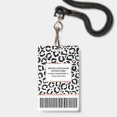 Moderne zwarte witte luipaard dierprintpatroon badge (Achterkant met lanyard)
