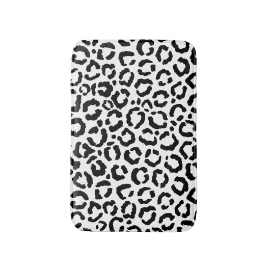 Moderne zwarte witte luipaard dierprintpatroon badmat (Voorkant Verticaal)