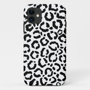 Moderne zwarte witte luipaard dierprintpatroon Case-Mate iPhone case