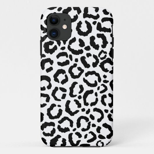 Moderne zwarte witte luipaard dierprintpatroon Case-Mate iPhone case (Achterkant)