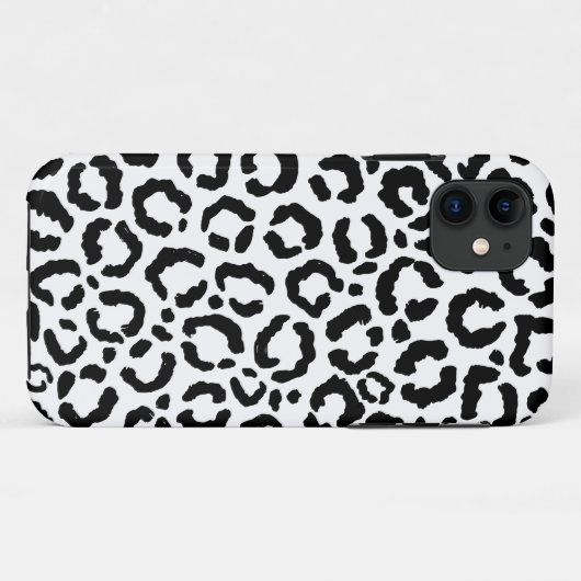 Moderne zwarte witte luipaard dierprintpatroon Case-Mate iPhone case (Achterkant (horizontaal))