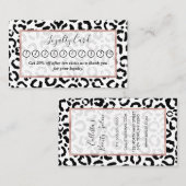 Moderne zwarte witte luipaard dierprintpatroon klantenkaartje (Voorkant / Achterkant)