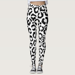 Moderne zwarte witte luipaard dierprintpatroon leggings