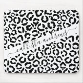 Moderne zwarte witte luipaard dierprintpatroon muismat (Voorkant)