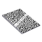 Moderne zwarte witte luipaard dierprintpatroon notitieboek (Rechterzijde)