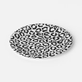 Moderne zwarte witte luipaard dierprintpatroon papieren bordje (Gekanteld)