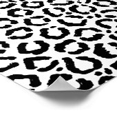 Moderne zwarte witte luipaard dierprintpatroon poster (Hoek)