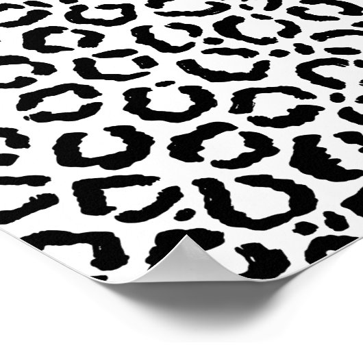 Moderne zwarte witte luipaard dierprintpatroon poster (Hoek)