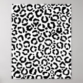 Moderne zwarte witte luipaard dierprintpatroon poster (Voorkant)