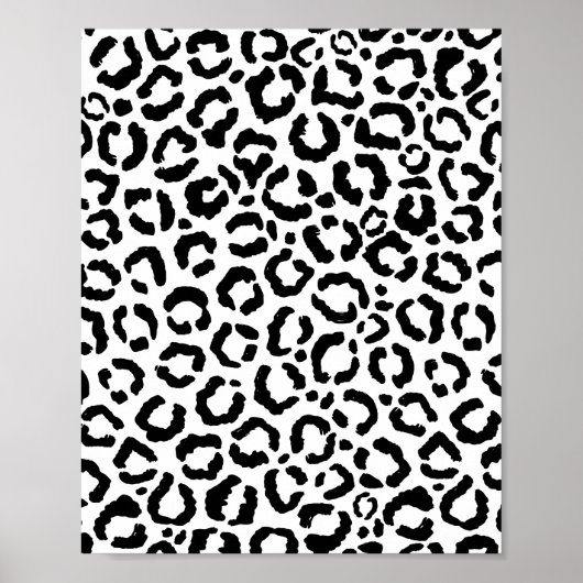 Moderne zwarte witte luipaard dierprintpatroon poster (Voorkant)