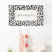 Moderne zwarte witte luipaard dierprintpatroon spandoek (Insitu)