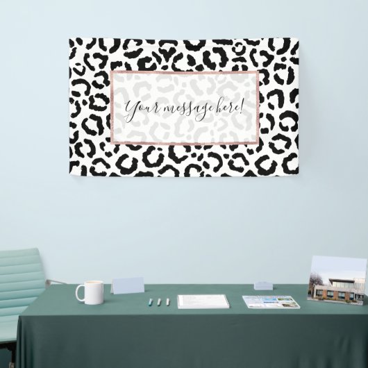 Moderne zwarte witte luipaard dierprintpatroon spandoek (Beurs)