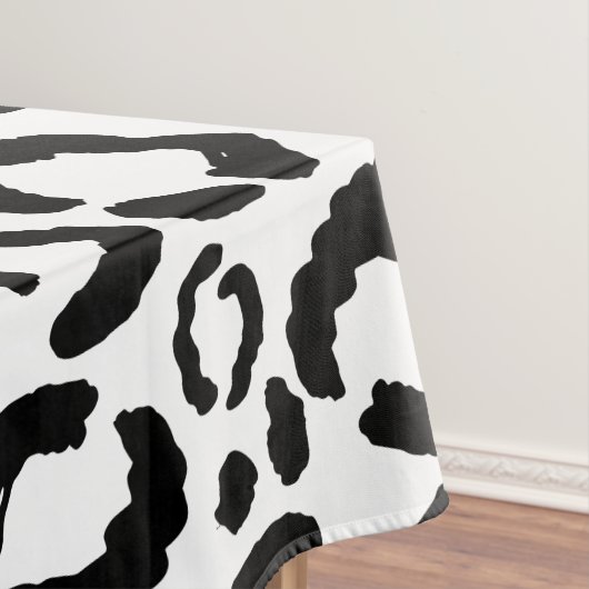 Moderne zwarte witte luipaard dierprintpatroon tafelkleed (Voorbeeld)
