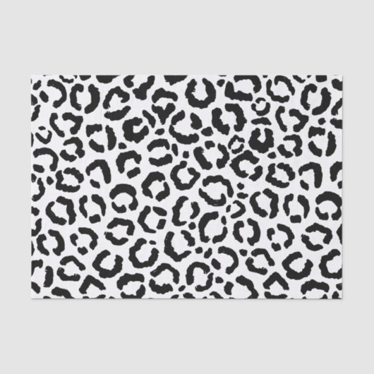 Moderne zwarte witte luipaard dierprintpatroon tissuepapier (Voorkant)