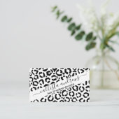 Moderne zwarte witte luipaard dierprintpatroon visitekaartje (Staand voorkant)