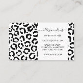 Moderne zwarte witte luipaard dierprintpatroon visitekaartje (Achterkant)