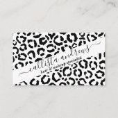 Moderne zwarte witte luipaard dierprintpatroon visitekaartje (Voorkant)