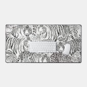 Moderne zwarte witte luipaard tijger dieren bureaumat (Keyboard & Muis)