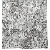 Moderne zwarte witte luipaard tijger dieren douchegordijn (Voorkant)