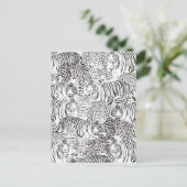 Moderne zwarte witte luipaard tijger dieren feestdagenkaart (Staand voorkant)