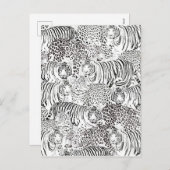 Moderne zwarte witte luipaard tijger dieren feestdagenkaart (Voorkant / Achterkant)
