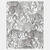 Moderne zwarte witte luipaard tijger dieren fleece deken (Voorkant)