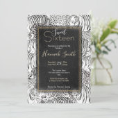 Moderne zwarte witte luipaard tijger dieren kaart (Staand voorkant)