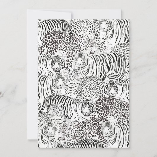 Moderne zwarte witte luipaard tijger dieren kaart (Achterkant)