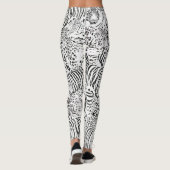 Moderne zwarte witte luipaard tijger dieren leggings (Achterkant)