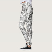 Moderne zwarte witte luipaard tijger dieren leggings (Links)