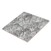 Moderne zwarte witte luipaard tijger dieren tegeltje (Zijkant)