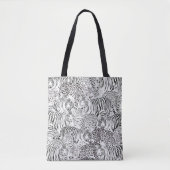 Moderne zwarte witte luipaard tijger dieren tote bag (Voorkant)