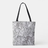 Moderne zwarte witte luipaard tijger dieren tote bag (Achterkant)