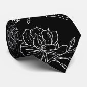 Moderne Zwarte & Witte Magnolia Bruiloft Stropdas (Opgerold)