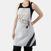 Moderne zwarte & witte marmer Gold Hair-stylist Schort (Insitu)