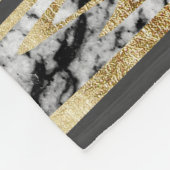Moderne zwarte witte marmer met Faux Gold Stripes Fleece Deken (Hoek)
