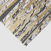 Moderne zwarte witte marmer met Faux Gold Stripes Tissuepapier (Detail)