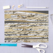 Moderne zwarte witte marmer met Faux Gold Stripes Tissuepapier (Craft)