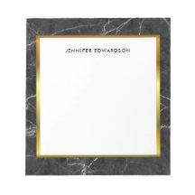 Moderne zwarte witte marmer naam notitieblok