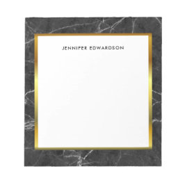 Moderne zwarte witte marmer naam notitieblok