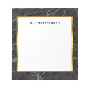 Moderne zwarte witte marmer naam notitieblok