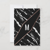 Moderne zwarte witte marmer Roos Gold Chic Bedankkaart (Achterkant)