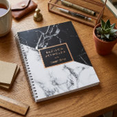 Moderne Zwarte Witte Marmer Textuur Ontwerper Noti Notitieboek