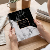 Moderne Zwarte Witte Marmer Textuur Ontwerper Noti Notitieboek