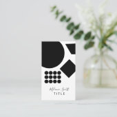 Moderne zwarte witte meetbare vormen rond punt visitekaartje (Staand voorkant)