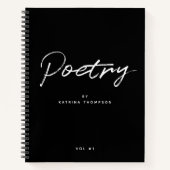 Moderne zwarte witte miniatuur scriptpoëzie notitieboek (Voorkant)